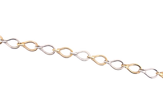 9ct Yellow & White Gold Two Tone Pear Shaped Linked Bracelet