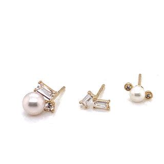 9ct Gold Dainty Pearl with Bezel Set Accent