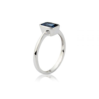 9ct White Gold Earth Grown Octagon London Blue Topaz Ring