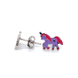 Purple Unicorn Sterling Silver Earrings