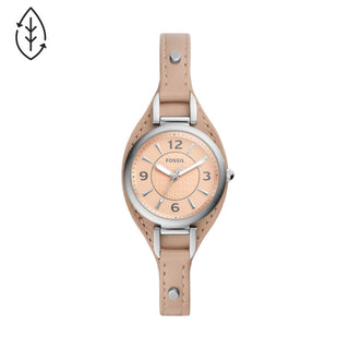 Fossil Ladies Carlie Three-Hand Latte Eco Leather Watch