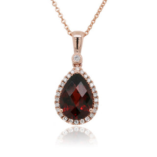 9ct Rose Gold Diamond & Garnet Pendant