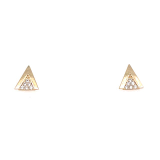 9ct Yellow Gold Triangle CZ Stud Earrings