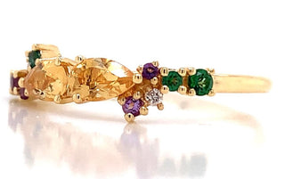 18ct Yellow Gold Earth Grown Citrine, Diamond , Amethyst and Rainforest Topaz Ring