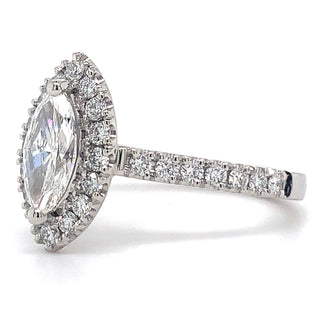 Lia - Platinum 1.32ct Lab Grown Marquise Halo Diamond Ring