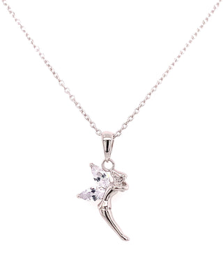 Sterling Silver Cz Wing Fairy Necklace