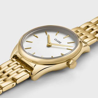 Cluse Féroce Mini Watch Steel White, Gold Colour