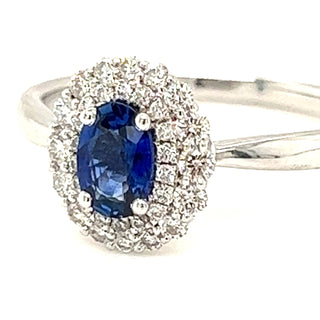 Oval Sapphire Double Halo in 18ct White Gold