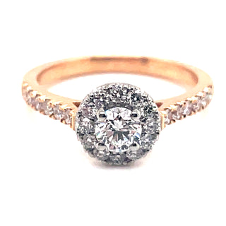 Laurie - 18ct Rose Gold .70ct Round Halo Diamond Ring