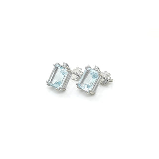 Earth Grown Aquamarine and Diamond 18ct White Gold Earrings