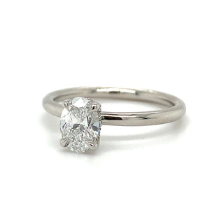 Valeria - Platinum 0.84ct Lab Grown Oval Solitaire with Hidden Halo