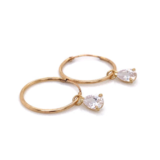 Hoop with pear drop Cz 9ct Gold