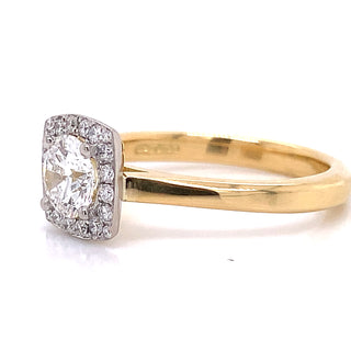 Maria - 18ct Yellow Gold .82ct Pavé Set Cushion Halo Diamond Ring
