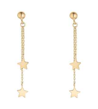 9ct Yellow Gold Star And Chain Drop Earring
