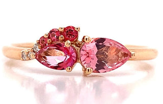 18ct Rose Gold Baby Pink Topaz,Diamond And Pink Topaz Ring