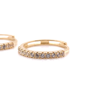 9ct Yellow Gold Castle Set CZ Hoops
