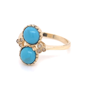 9ct Yellow Gold Turquoise & Diamond Ring