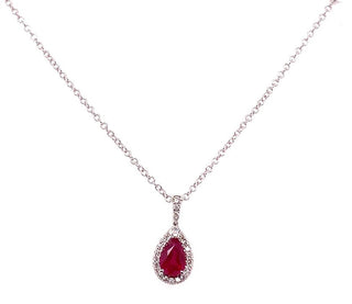 9ct White Gold 0.50ct Ruby And Diamond Halo Pendant