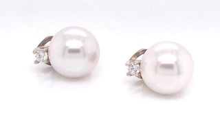 Sterling Silver Pearl And Cz Clip On Earrings