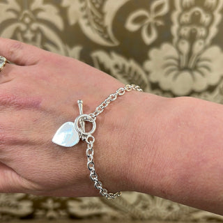 Silver T Bar Bracelet with engrave-able heart