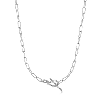 Ania Haie Forget Me Knot Silver Knot T Bar Chain Necklace