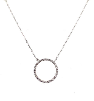 Sterling Silver CZ Circle Pendant Necklace