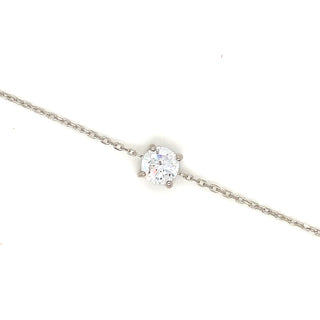 Sterling Silver Bracelet With Sparkling CZ Round Cut Stone