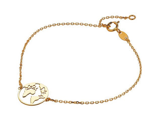 9ct Yellow Gold Map Of The World Bracelet