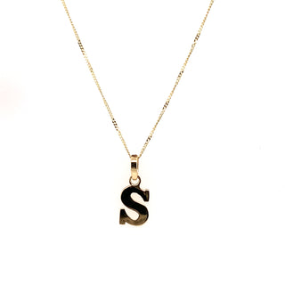 9ct Yellow Gold Plain Initial S Pendant