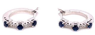 9ct White Gold Sapphire & Diamond Hinged Earrings