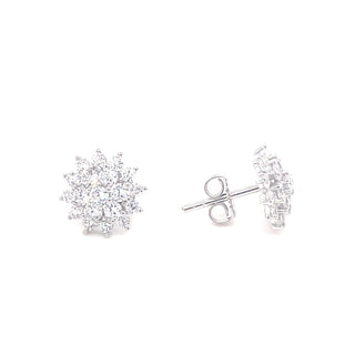 Sterling Silver CZ Large Cluster Style Earring