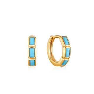 Ania Haie Gold Turquoise Huggie Hoop Earrings E033-04G