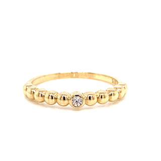 9ct Gold Dotted Band With Cz Stone
