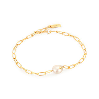 Ania Haie Gold Pearl Sparkle Chunky Chain Bracelet