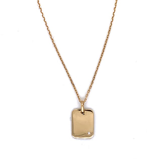 9ct Gold Rectangle Disc with Diamond