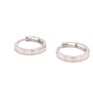 9ct White Gold Flat Edge Clicker Hoops