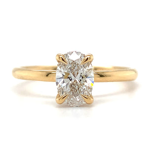 Millie - 18ct Yellow Gold 0.79ct Lab Grown Oval Solitaire with Hidden Halo