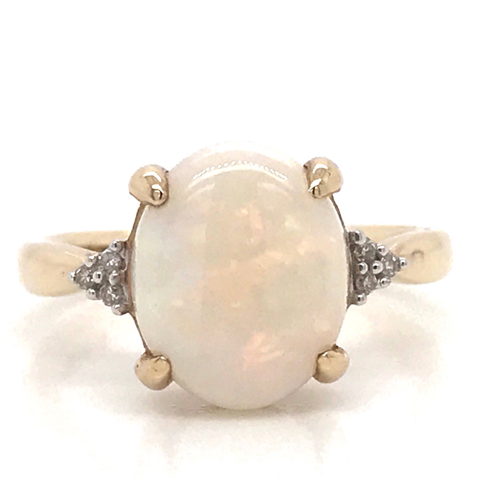 9ct Yellow Gold Earth Grown Opal and Diamond Ring – Tadgh O Flynn