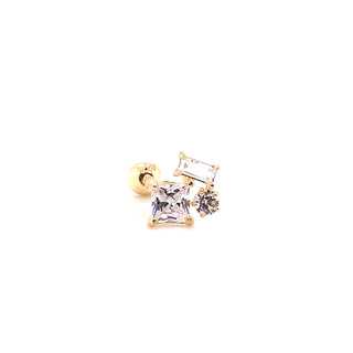 9ct Yellow Gold Princess Cut Cz Single Stud