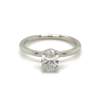 Valeria - Platinum 0.84ct Lab Grown Oval Solitaire with Hidden Halo