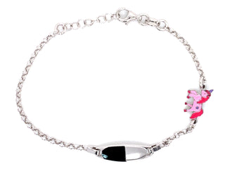 Pink Unicorn Sterling Silver Engravable Bracelet
