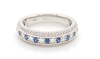 18ct White Gold Earth Grown 0.56ct Diamond And 0.45ct Sapphire Eternity Band