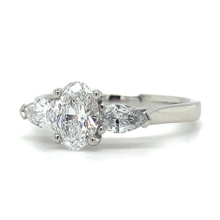 Cynthia - Platinum 1.01ct Laboratory Grown Oval and Side Pear Diamond Ring