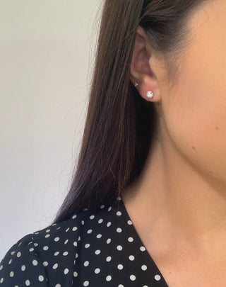 9ct White Gold Diamond Halo Stud Earrings