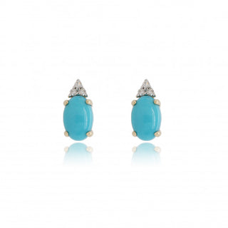 9ct Yellow Gold Diamond And Turquoise Earrings