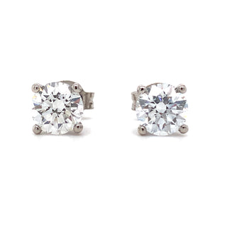 18ct White Gold 1.61ct Total Laboratory Grown Round Diamond Stud Earrings