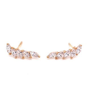 9ct Yellow Gold Marquise Climber Stud