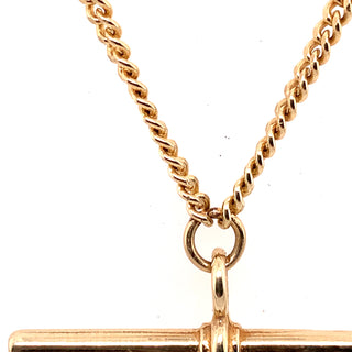 9ct Gold Yellow Gold Solid T Bar Pendant on Flat Curb Chain