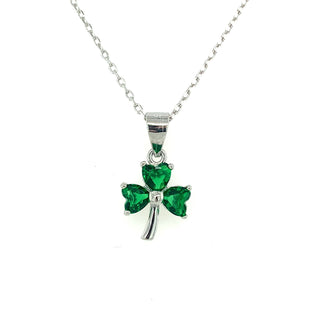 Sterling Silver Emerald Three Leaf Clover Pendant