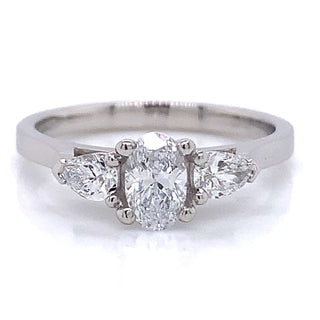 Cynthia - Platinum .66ct Lab Grown Oval and Side Pear Diamond Rings